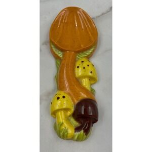 Vintage Arnels Mushroom Ceramic Spoon Rest Retro 70s Kitchen Decor Orange Yellow